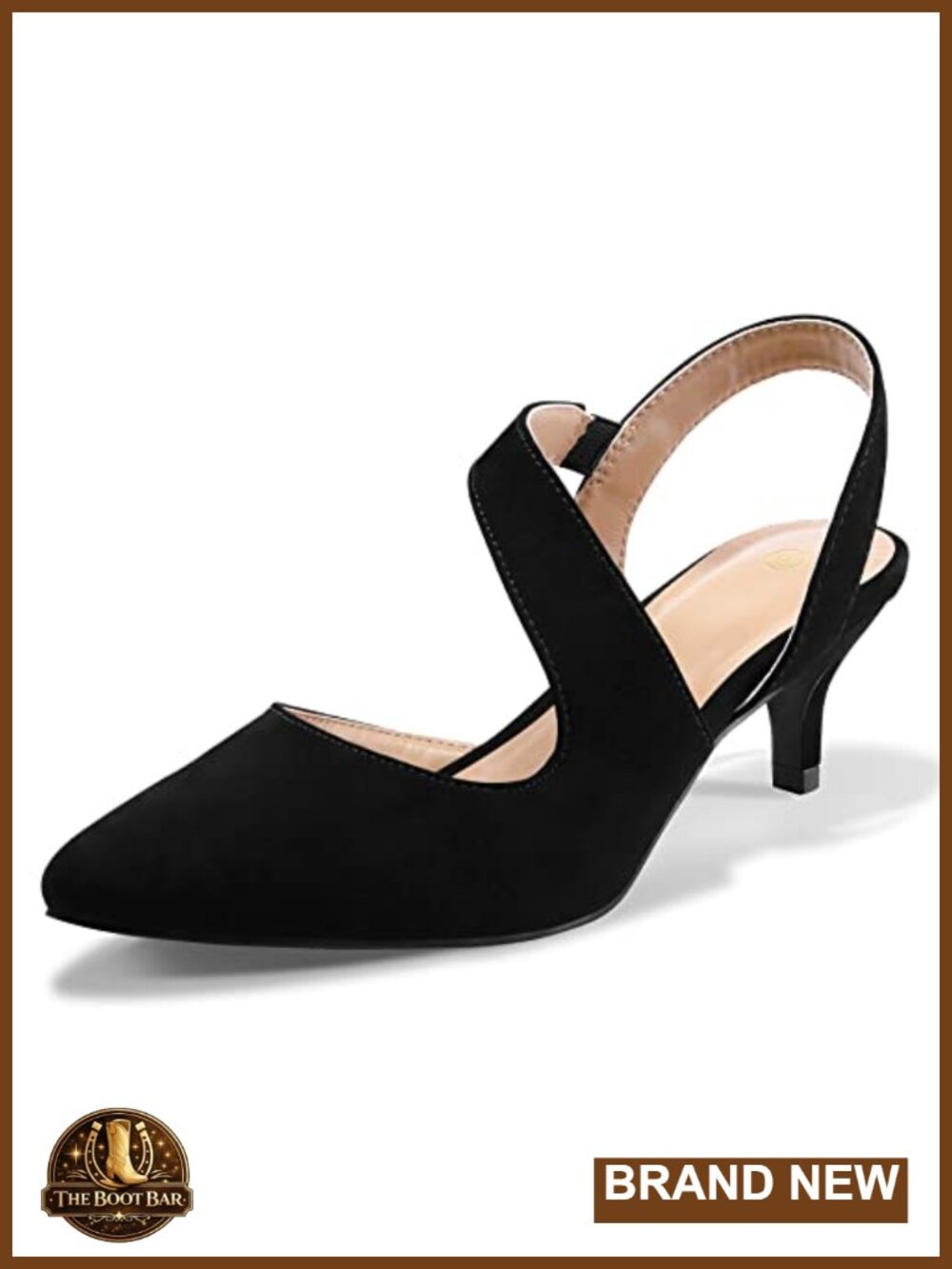 mysoft Women's Kitten Heel Pumps Slingback Pointed Toe Dress Shoes